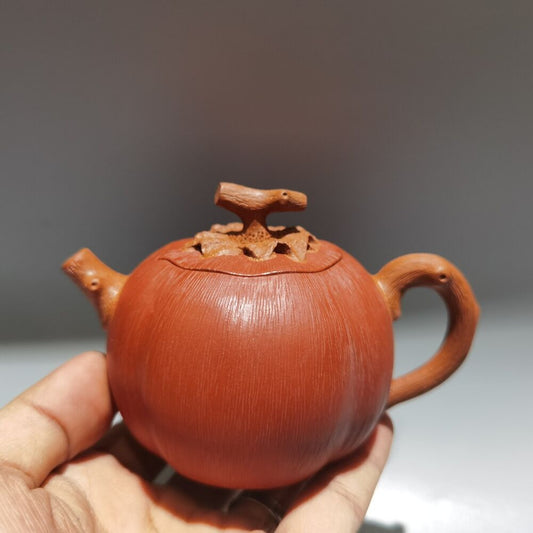 Chinese Yixing Zisha Clay Handmade pattern Exquisite Teapot 品名：小品柿圆壶 低款：陈鸣远