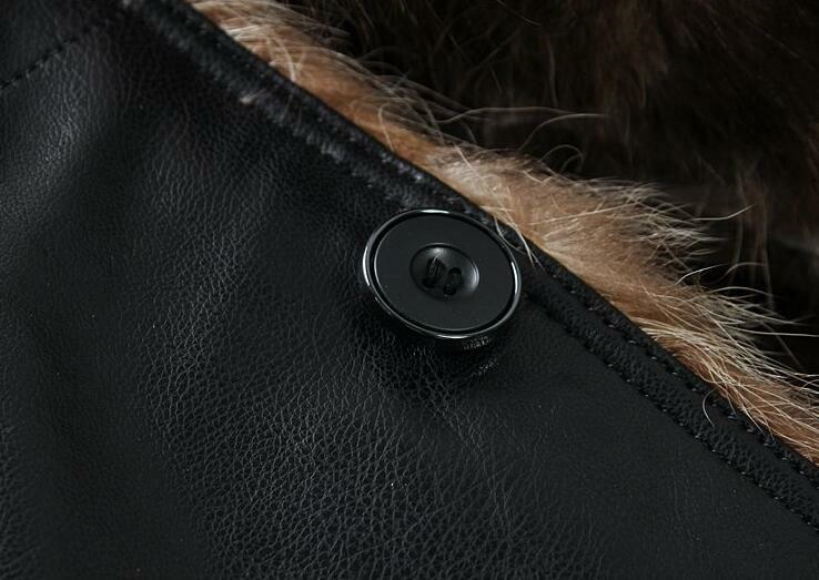 Mens Jacket Outwear Warm Winter Coat Hooded 100% Real Fur Leather Leisure Parkas