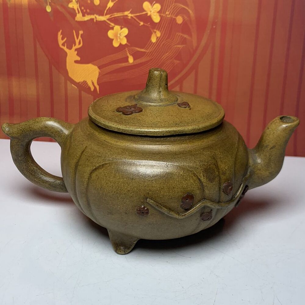 Vintage Chinese Yixing Purple Clay Teapot Zisha Ceremony Plum Flower Teaware Art