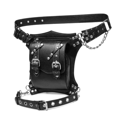 Lady's Leather Leg Drop Belt Bag Punk Rock Motorcycle Thigh Hip Waist Fanny Pack