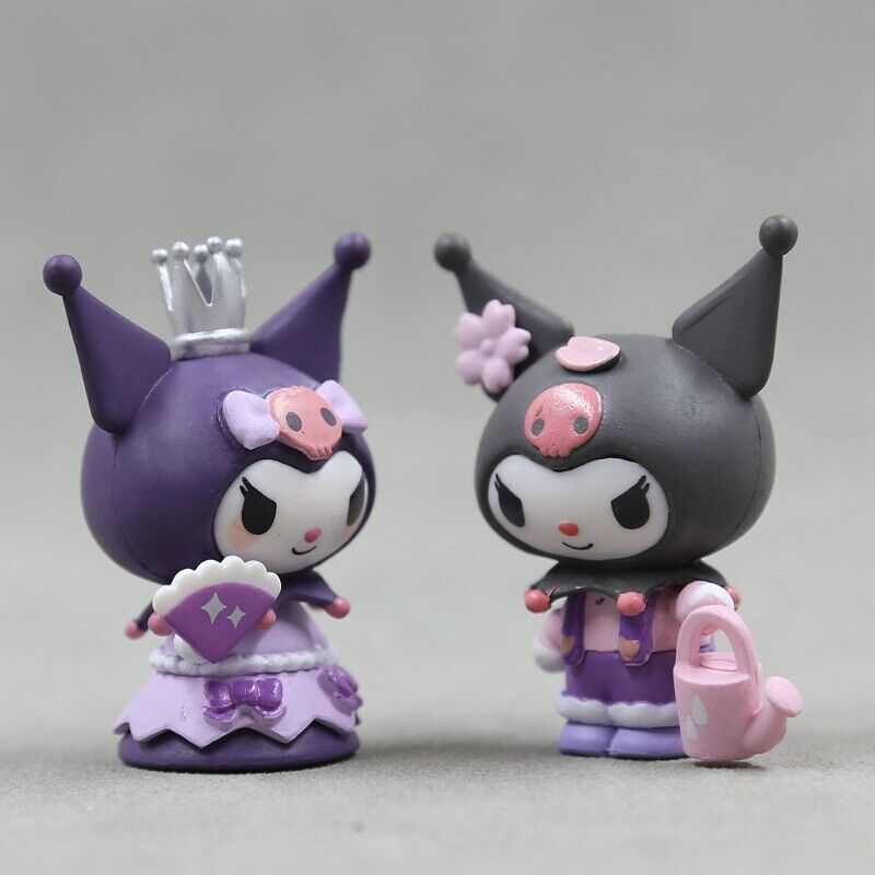 6pcs Kuromi My Melody Bow Crown Toys Cute Figures PVC Doll Toy Set Cake Toppers
