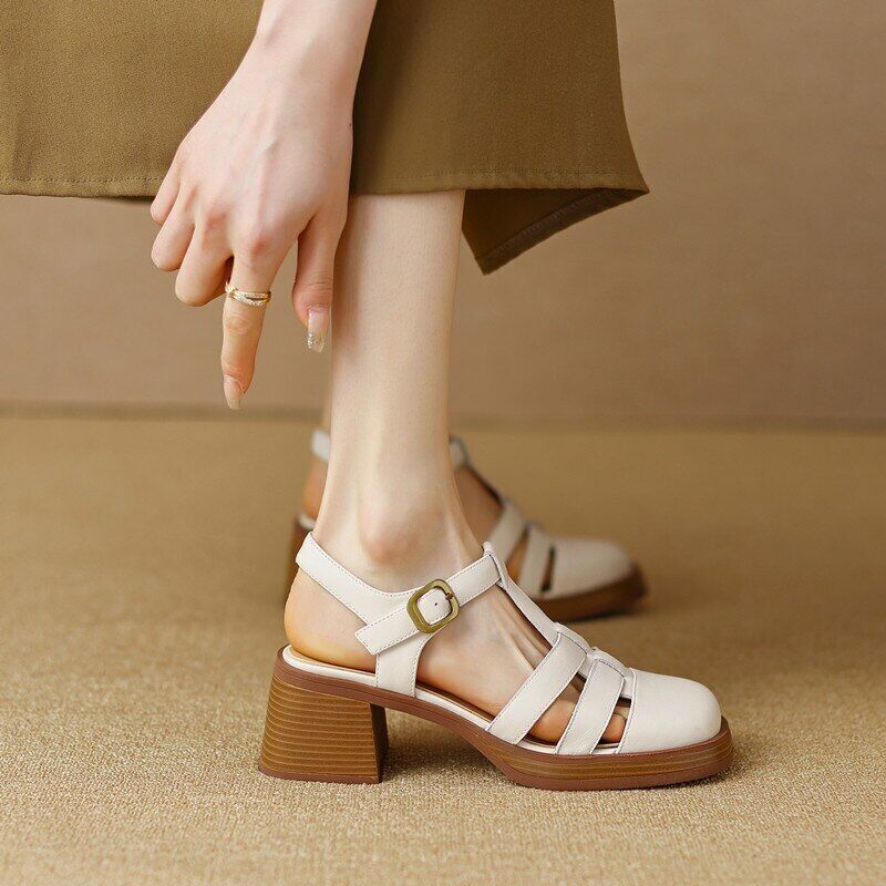 Party Sandals Thick-soled Toe Sandals High-heeled Woven Roman Shoes Women