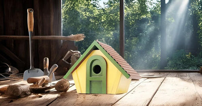 Wooden Bird House Hanging Wall Mounted Nest Box Metal Roofed Lifetime Lasting