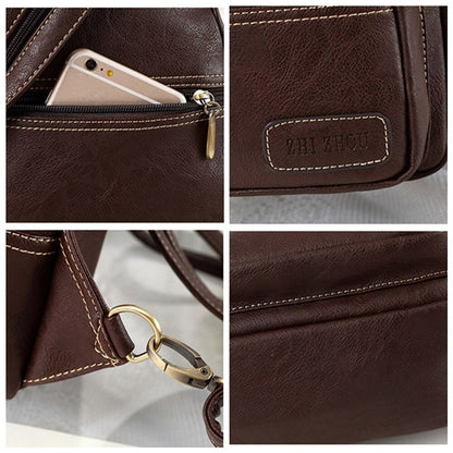 Womens PU Leather Vintage Outdoor Portable Chest Crossbody Shoulder Bag Backpack