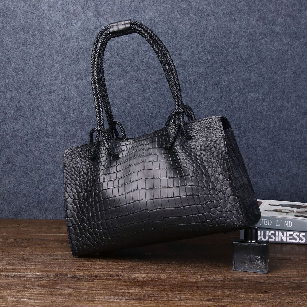 Matt Crocodile Belly embossed Tote Handbag, Ladies Large Shoulder Baguette Bag