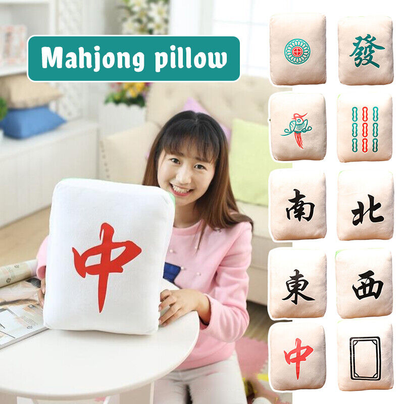 Creative Mahjong Pillow Cushion Chinese Plush Toy Pillow Sofa Backrest Gift NEW