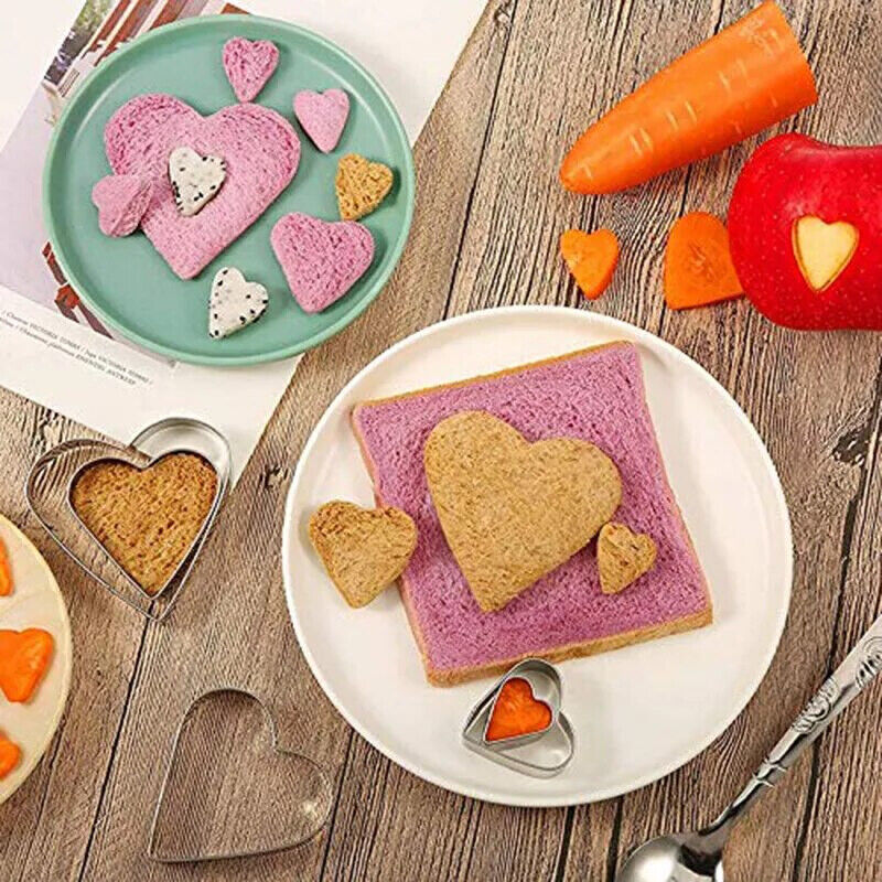 Cookie Cutter 5Pc Heart Stainless Steel DIY Biscuit Mold Fondant Pastry Bakeware