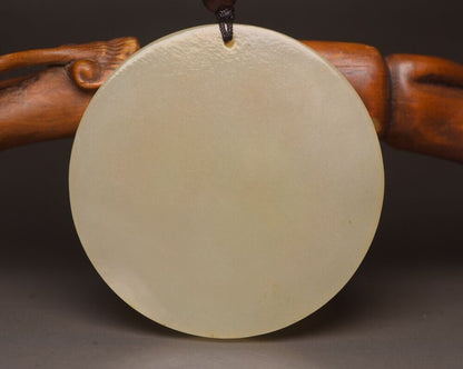 Antique Chinese Hetian Jade Carving Kowloon Guanyin Statue Lucky Pendant Amulets