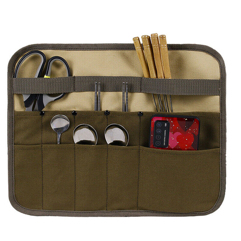Portable Foldable Outdoor Camping Cutlery Storage Bag Knife Bag Roll Hanging Bag