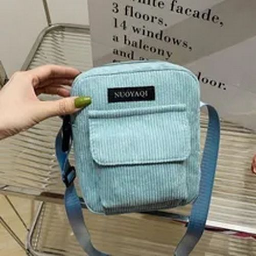 Corduroy Shoulder Bags Striped Cloth Fabric Handbags Tote Canvas Crossbody Bag