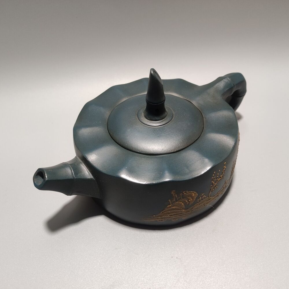 Vintage Chinese Yixing Purple Clay Teapot Zisha Ceremony Fashion Bamboo Teaware