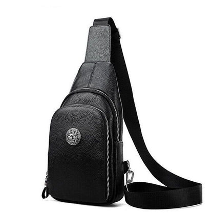 100% Genuine Leather Crossbody Bag Chest Bag Hiking Sling Backpack Shoulder Bag