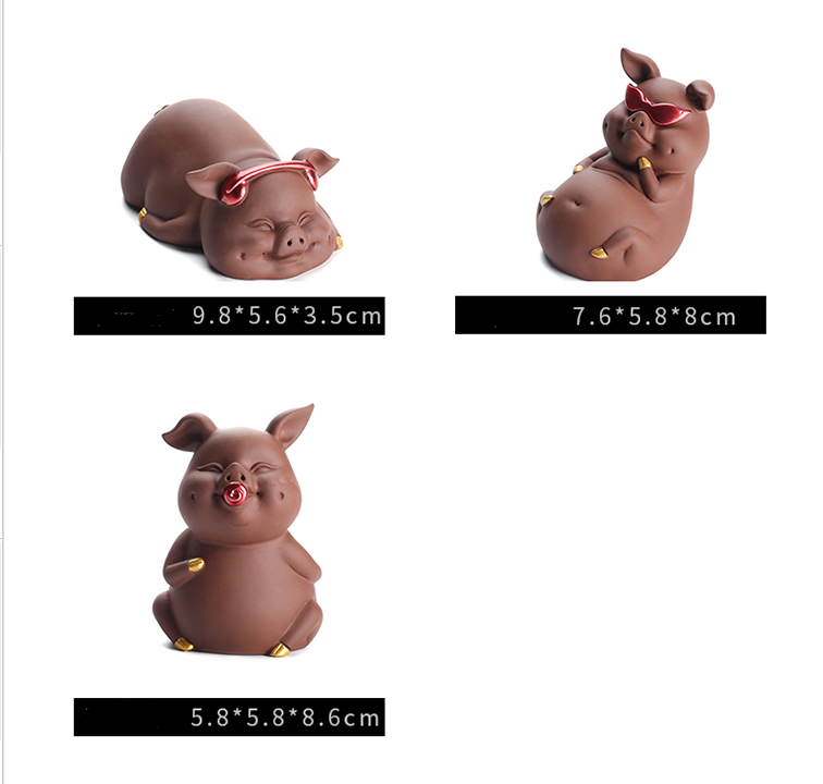 Boutique Zisha Handicrafts Zhaocai Pig Ornaments Home Decoration Three Cute Pigs