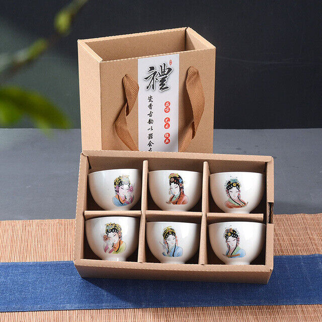 6Pcs Hand Painted Ceramic Kung Fu Tea Set Bowl Chinese Porcelain Creative Gifts