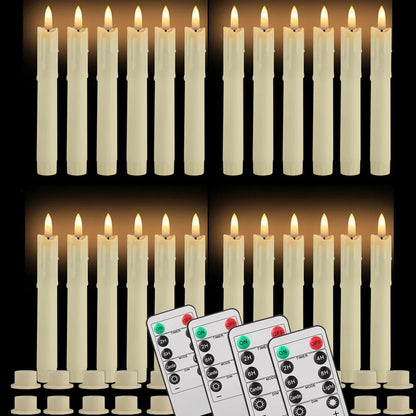 6/12/24PCs Flameless Flickering Taper Candles with Remote Battery Operated