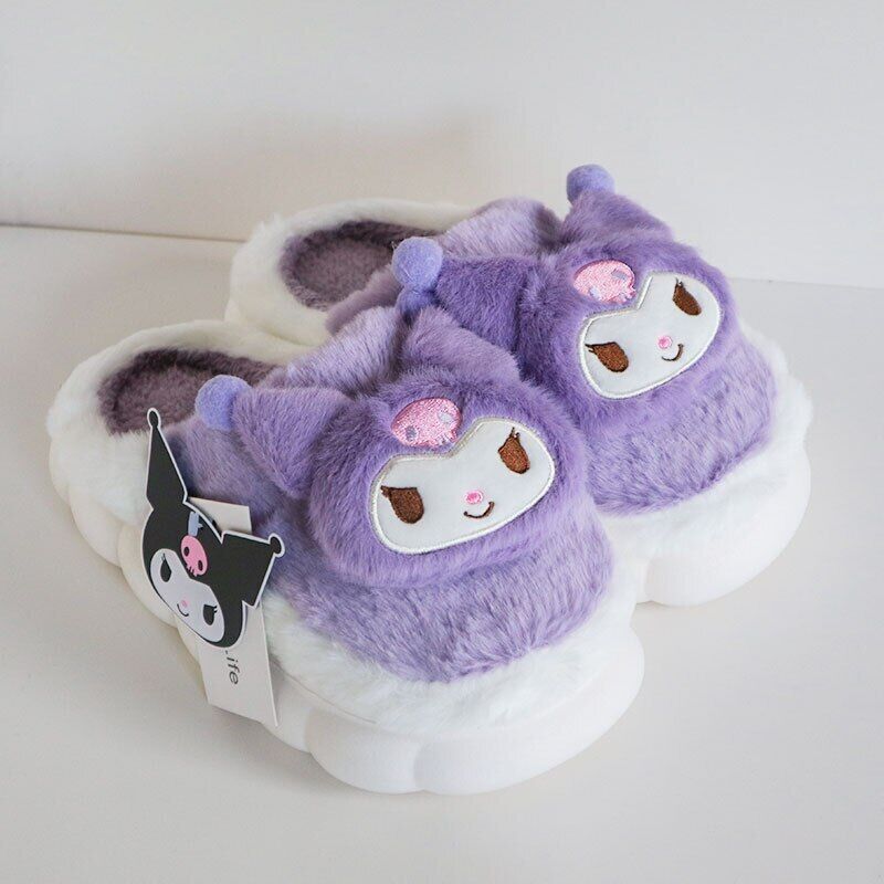 Cinnamoroll Kuromi Plush Doll Slippers Autumn Winter Warm Slippers Home Shoes
