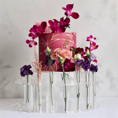 Cake Stands Acrylic Display Board Round Refillable Flowers Base Tray DIY 30x15cm