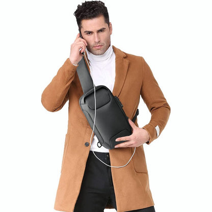 Men's Sling Bag Chest Shoulder Backpack Fanny Pack Crossbody Bag w/ USB Charging