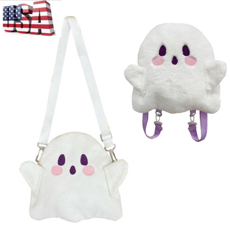 Cartoon Little Ghost Backpack Plush Shoulder Bag Children Girls Birthday Gifts