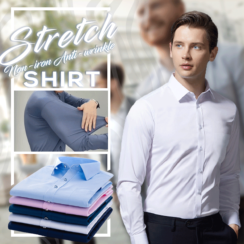 Stretch Anti-wrinkle Shirt - Men Non-iron Long Sleeve Business Standard Shirt