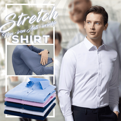 Stretch Anti-wrinkle Shirt - Men Non-iron Long Sleeve Business Standard Shirt