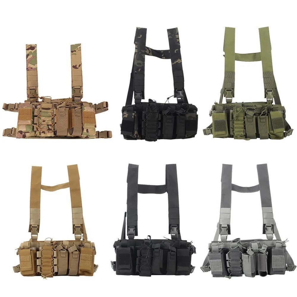 Military Army Gear Tactical Vest Chest Rig Bag Radio Harness Front Pouch Holster