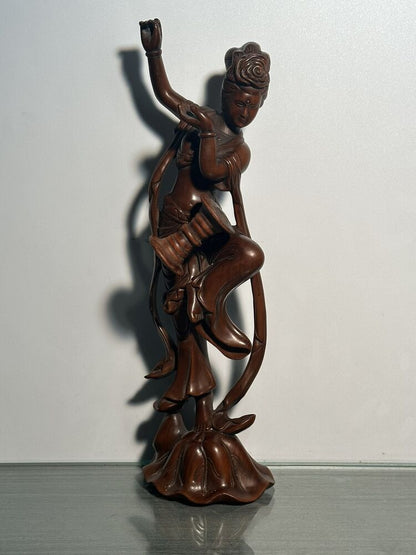 Chinese Boxwood Carving Four Pretty Woman Statue Wood Figurines Decoration Art