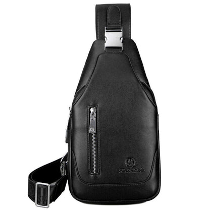 Men's Sling Backpack, Faux Leather Crossbody Chest Bags and Clutch Wallet
