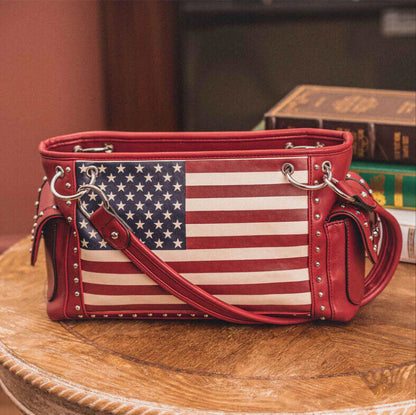 American Flag Stars and Stripes Crossbody Handbag Women Purse Shoulder Bag