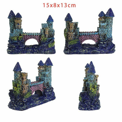 Aquarium Shipwreck Castle Decor Fish Tank Landscaping Ornament Plastic 15x7x13cm