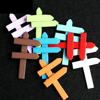Figurines Mini10 Pcs Wood Crafts Signpost Garden Ornament Resin Crafts Decor