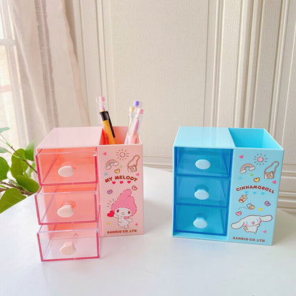 Cute Kuromi Girl Desktop Multi grid Cosmetics Storage Box Creative Pen Holder