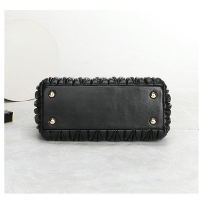 Small Quilted Sheepskin Leather Tote Clutch Purse Handbag Fashion Shoulder Bag