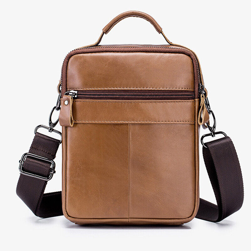 100% Genuine Leather Men's Sling Shoulder Bag Messenger Bag 8" Handbag Crossbody