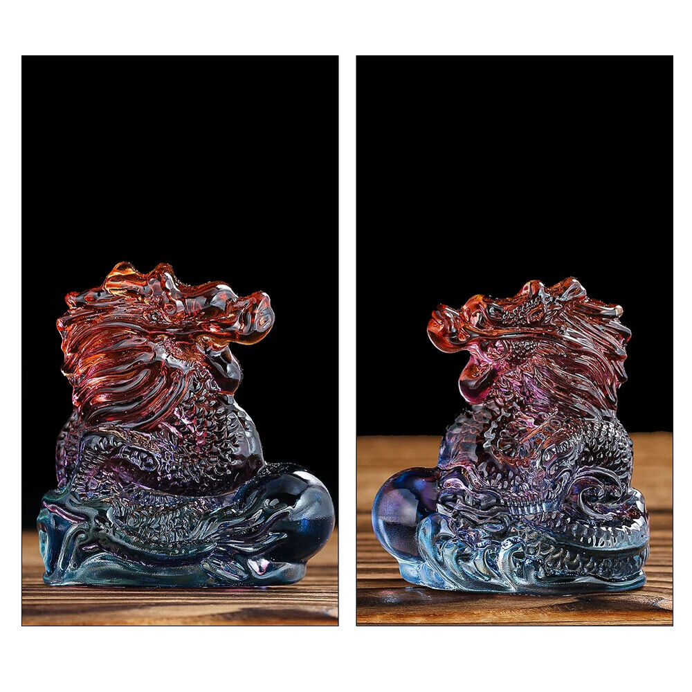 Chinese Zodiac Dragon Figurines Crystal Glass Miniatures Lucky Craft Decorations