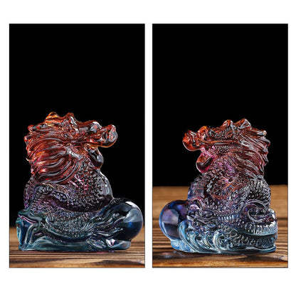 Chinese Zodiac Dragon Figurines Crystal Glass Miniatures Lucky Craft Decorations