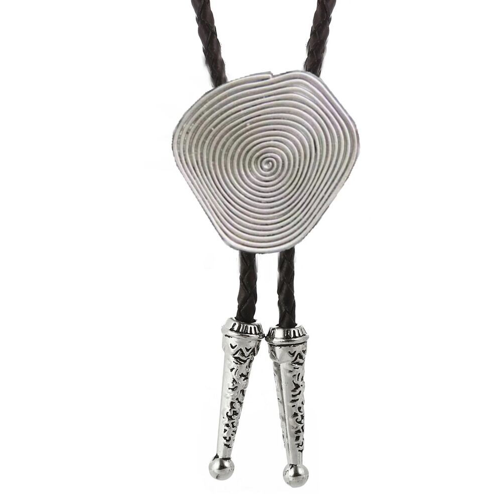 Men Bolo Tie European American DIY Leather Tie Hand Fingerprint Pendant Neckties