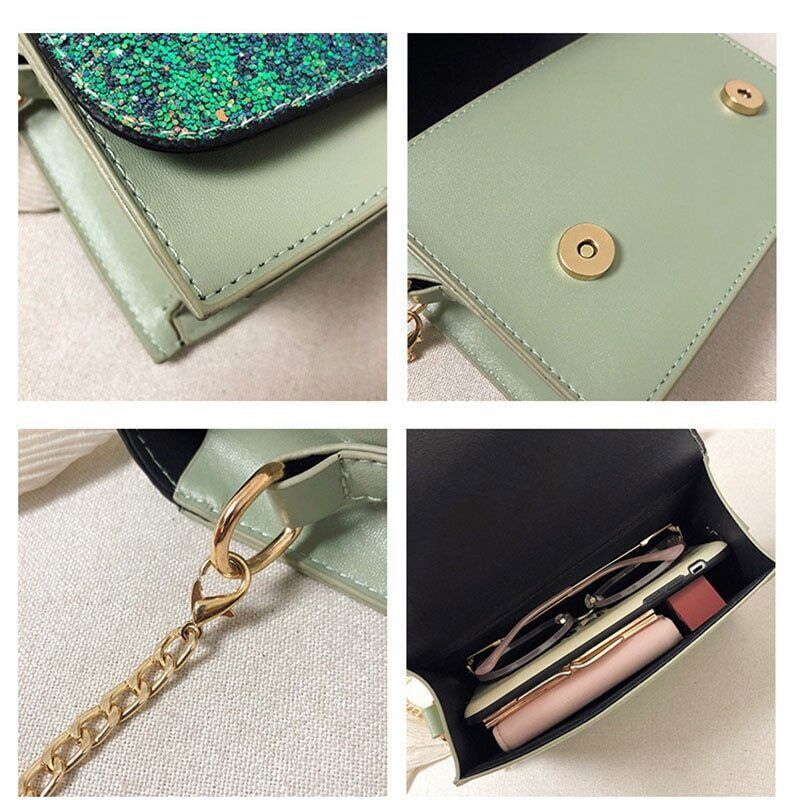 Women Bag Chain Shoulder Bag for Girl Gift Material Black Green Red