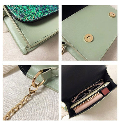 Women Bag Chain Shoulder Bag for Girl Gift Material Black Green Red