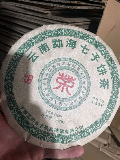 357g,2022 Yunnan Menghai qizi raw puerh tea puer Spring green big tree pu er 普洱茶