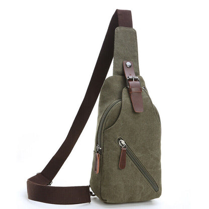 Men's Sling Backpack Canvas Crossbody Chest Bag Casual Daypack Outdoor Sport Bag