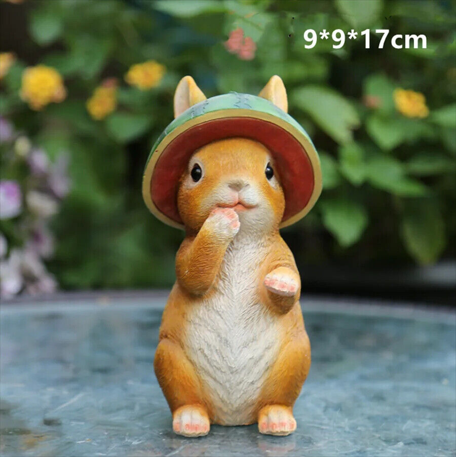 Rabbit Figures Ornaments Resin Garden Yard Animal Statues Mini Fairy Grass Decor
