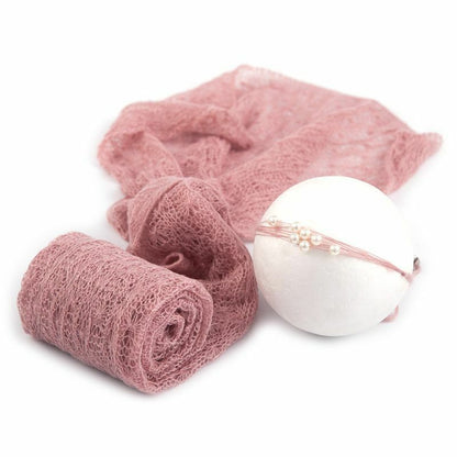 Baby Photography Wrap Blanket 2 Pcs Props Stretch Knit Photo Newborn Headdress