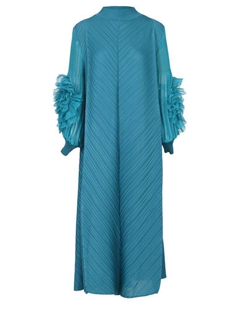 Dress Round Neck Spliced Full Sleeve Long Dresses Women Spring Clothes