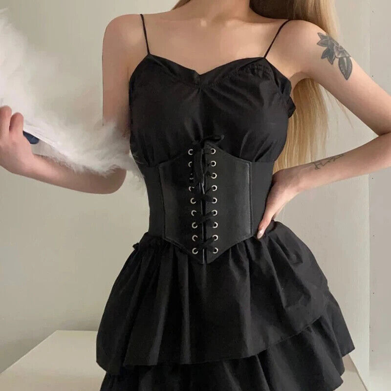 Women Corset Belt PU Leather Fashion Slimming Cummerbund Gothic Waistband Girdle