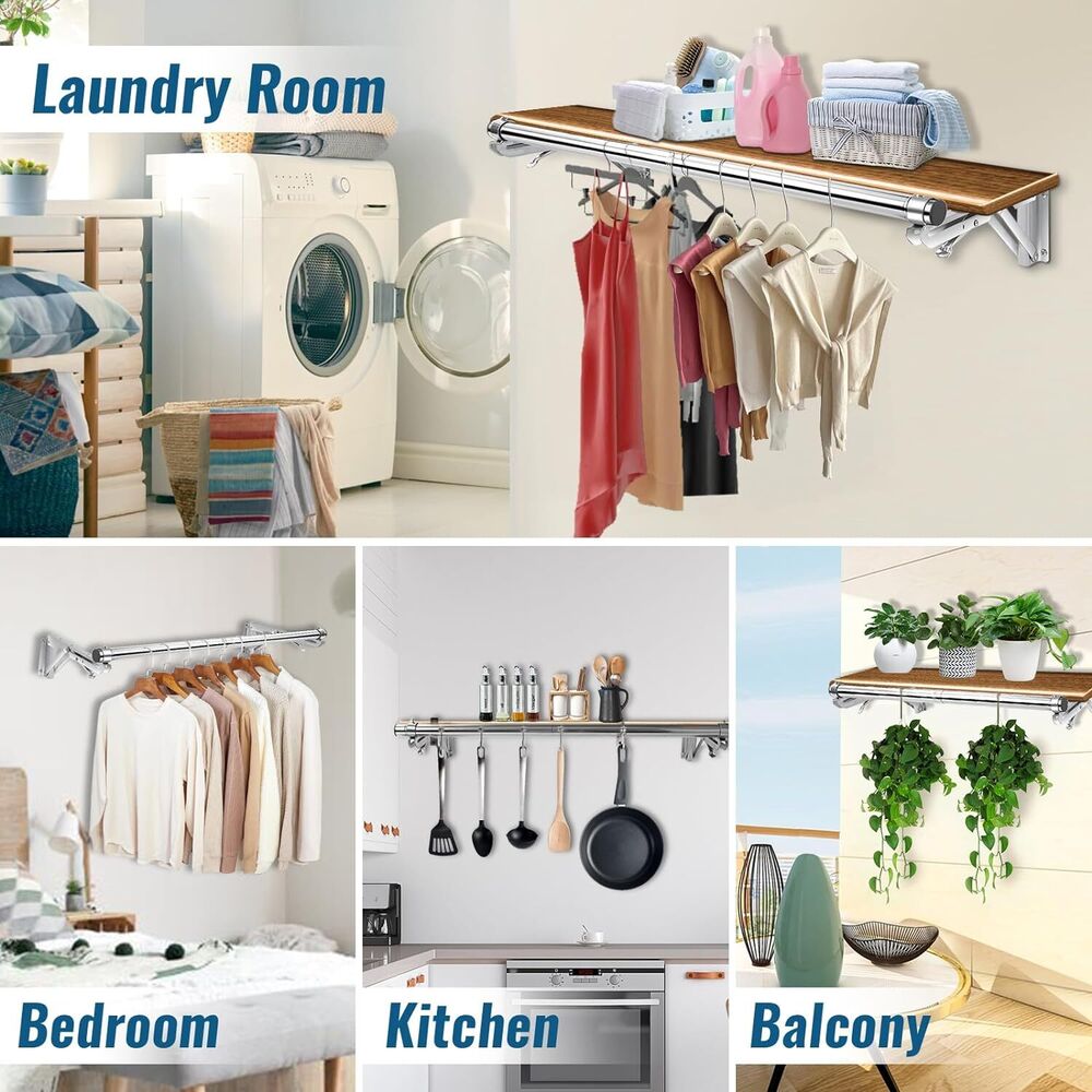 Foldable Wall Mounted Clothes Rack Stainless Steel Multi-Purpose Drying Hanger