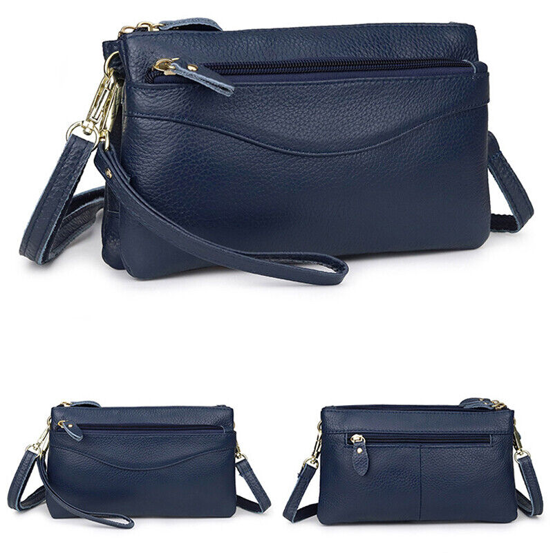 Cow Leather Women's mini Crossbody Shoulder Bag Zipper Clutch Wallets Phone Case