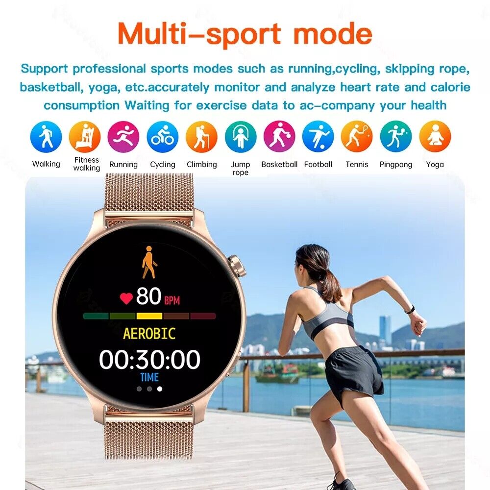 Bluetooth Smart Watch Heart Rate Blood Pressure Sport Bracelet for IOS Android