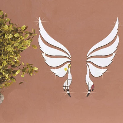 Angel Wings Wall Sticker 3D Acrylic Mirror Decal DIY Art Home Decoration 35x35cm