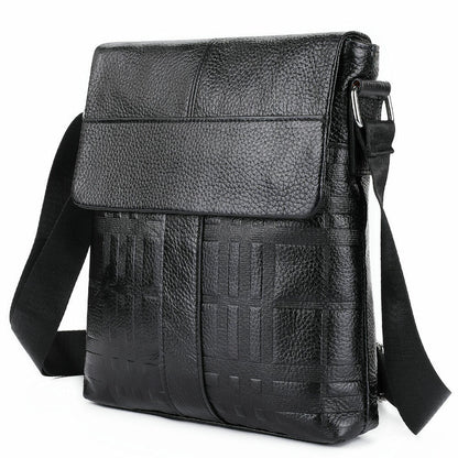 100% Genuine Leather Men's Embossing Business 8" Sling Shoulder/Messenger Bag